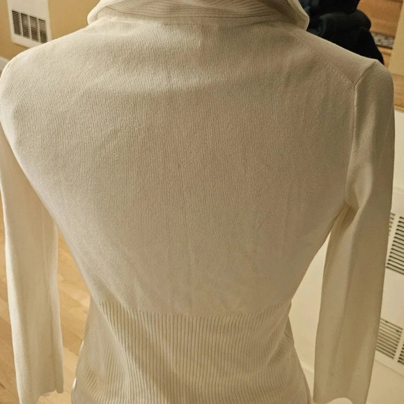 Ann Taylor Loft Ivory Cardigan Sweater Womens S 3/4  Sleeve Flattering Fit - Picture 4 of 4